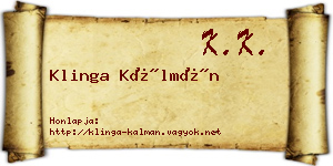 Klinga Kálmán névjegykártya