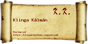 Klinga Kálmán névjegykártya